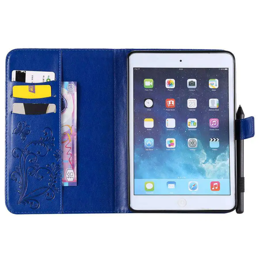 Flip Denarnica Usnjena torbica za Novi iPad mini 5 7.9 2019 5. Generacija Funda Emboss Metulj cover za ipad mini primeru 4+Film