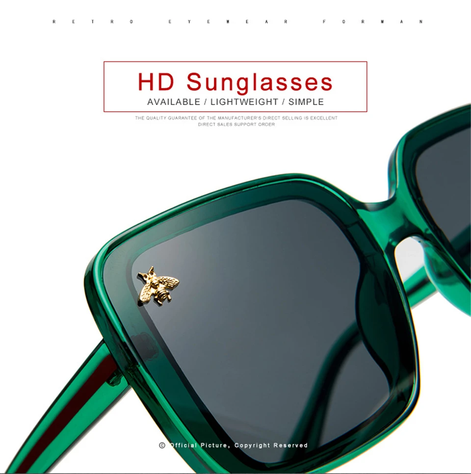 2020 Očala Malo Čebel blagovne Znamke Prevelik sončna Očala Ženske Luksuzni Gradient Očala za Sonce Velik Okvir Letnik Očala UV400