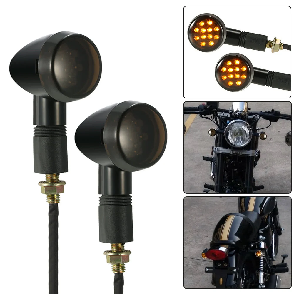 En Par motorno kolo LED Vključite Opozorilne Luči Universal Black In Krog Indikator Zasveti, En Par motorno kolo LED
