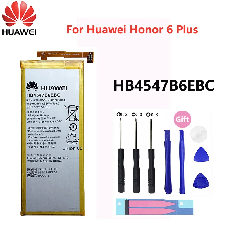 Hua Wei Originalne Nadomestne Baterije Telefona HB4547B6EBC Za Huawei Honor 6 Plus PE-TL20 PE-TL10 PE-CL00 PE-UL00 3500mAh