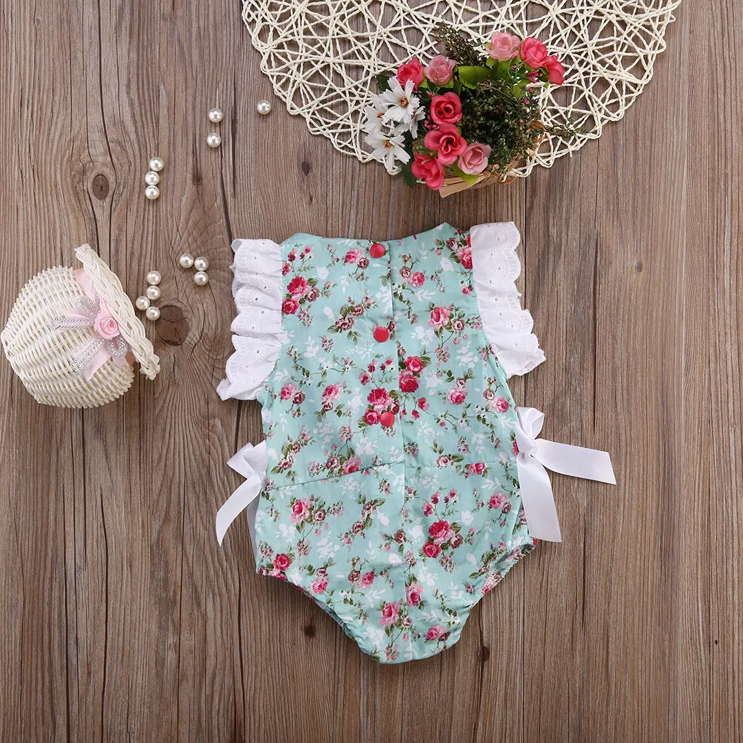 Novorojenček Otroci Infantil Baby Dekle Oblačila, Čipke Cvetlični Romper