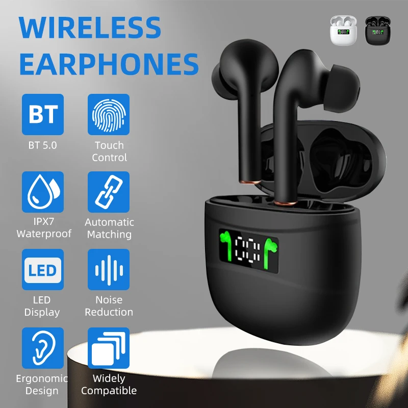 Res J3 PRO Brezžični TWS Bluetooth 5.0 Slušalke Hifi Stereo Super Bass Slušalke Hrupa Preklic Šport Čepkov LED Polnjenje Primeru