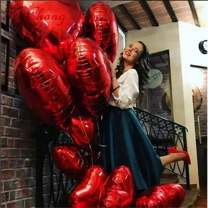 10pcs/75 cm veliko Rdeče Srce Balon Roza Folija Baloni Helij Ballon Poroka, Valentinovo, Okrasni Material