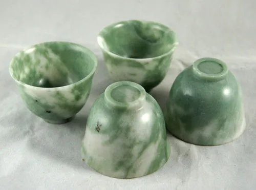 4Pcs Naravnih Green Jade Čaj Nastavi Ročno brušenje Občutljivo skodelice.