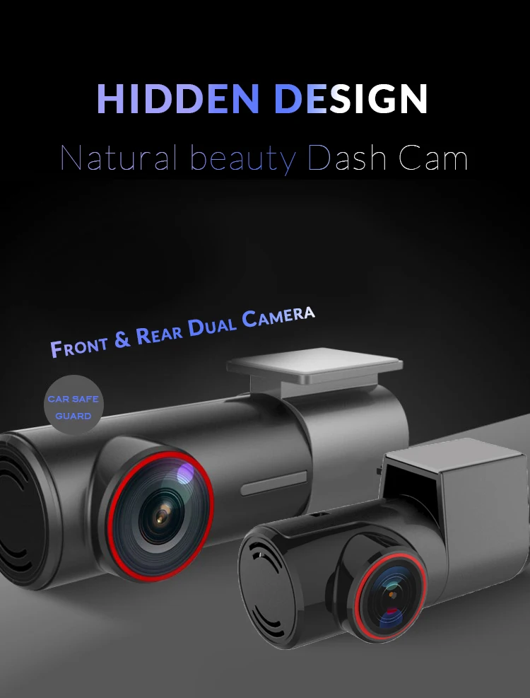 Sameuo U700 Dash Kamera Spredaj Zadaj Kamera za avto DVR Detektor z WiFi Mini Skrite FHD 1080P Video Snemalnik 24H Parkiranje Zaslon Zanke