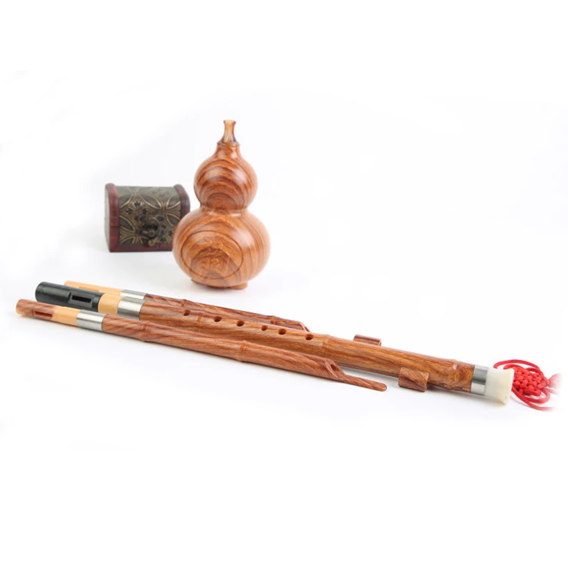 C Ključ Cucurbit Flavta Hulusi Rjava Kitajska Tradicionalna Glasbila s Kitajskimi Elementi Visoke Kakovosti Pihalni Instrument