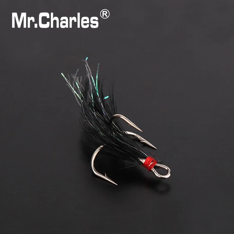 G. Charles 35647-črno perje Trojno Hook 2#/4#6#8#Moč dovolj velika fihg Skušnjava Ribolova Ribolov orodja,