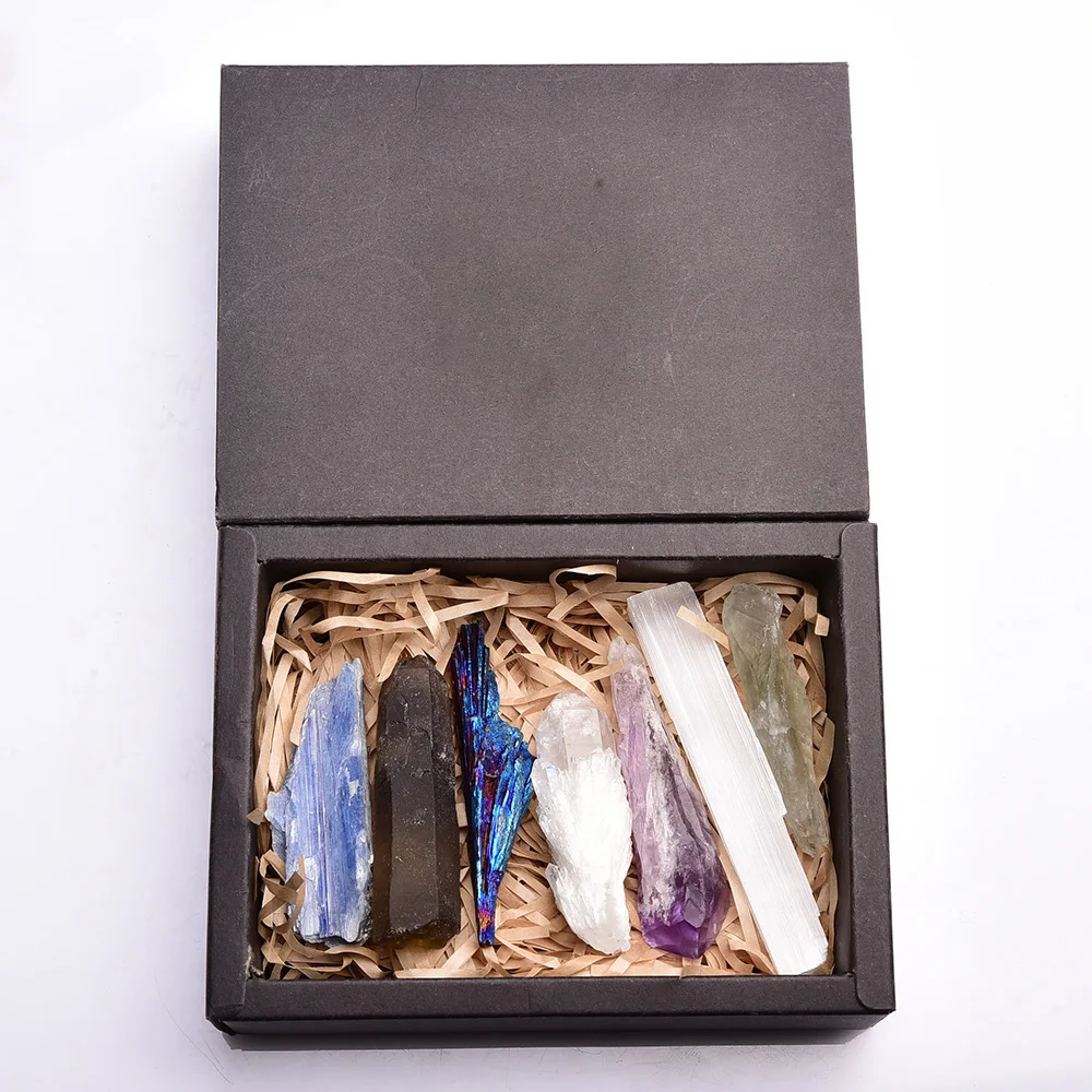 Runyangshi 7pcs Naravni kristal Ametist originalni kamen, mineralne vzorcu polje Enotno in jasno quartz zbirka