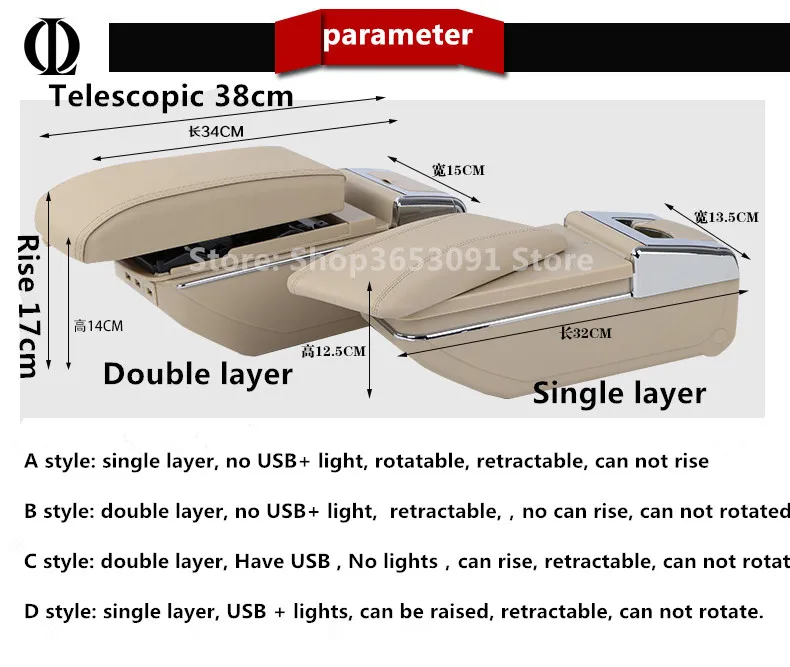 Za Kia Picanto Armrest polje centralno Shranjevanje vsebine Picanto armrest polje s skodelico imetnika pepelnik z USB vmesnik