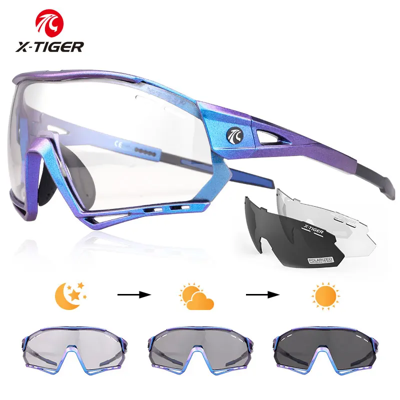 X-TIGER Photochromic Kolo Očala 3 Objektiv UV400 Zaščitna MTB Kolo, Kolesarska Očala Moške Poletne Športe na Prostem Kolesarska Očala