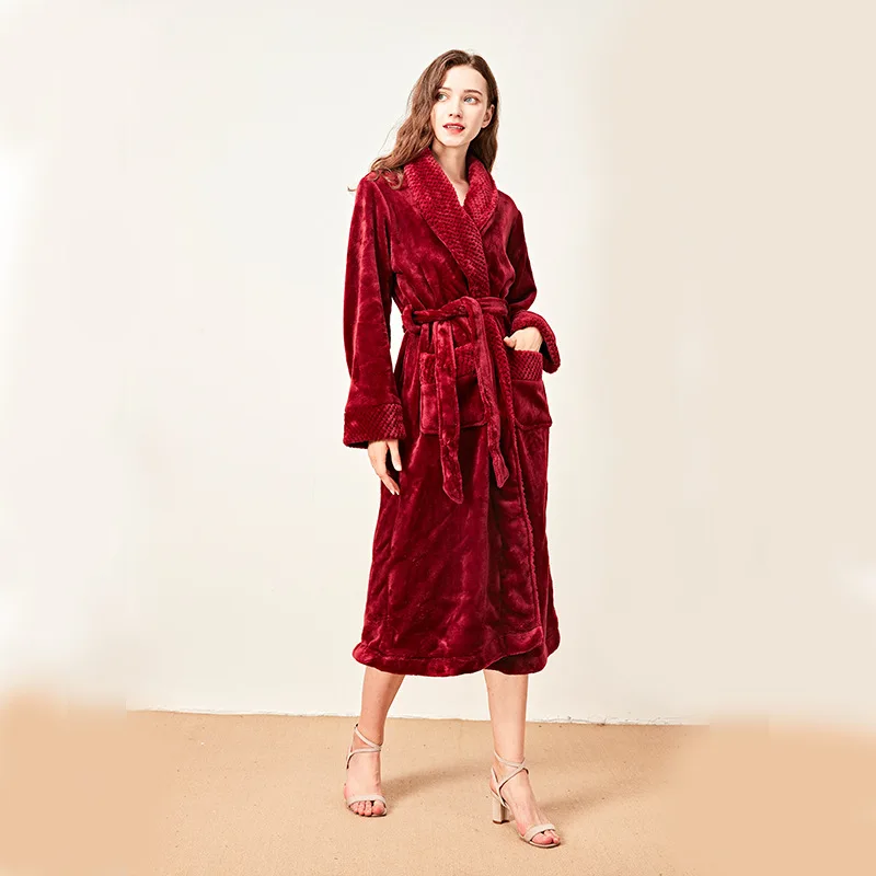 Pozimi Flanela Kimono Plašč Sleepwear Priložnostne Ženske Obleke Kopalni Plašč Plašč Soft Nightdress Toplo Coral Runo More Homewear