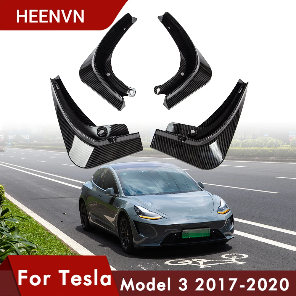 Heenvn Model3 Blato Zavihki Za Tesla Model 3 Pribor Stražar Fender Spredaj Zadaj Kolo Blatnika Ogljikovih Vlaken ABS 2020 Model Treh