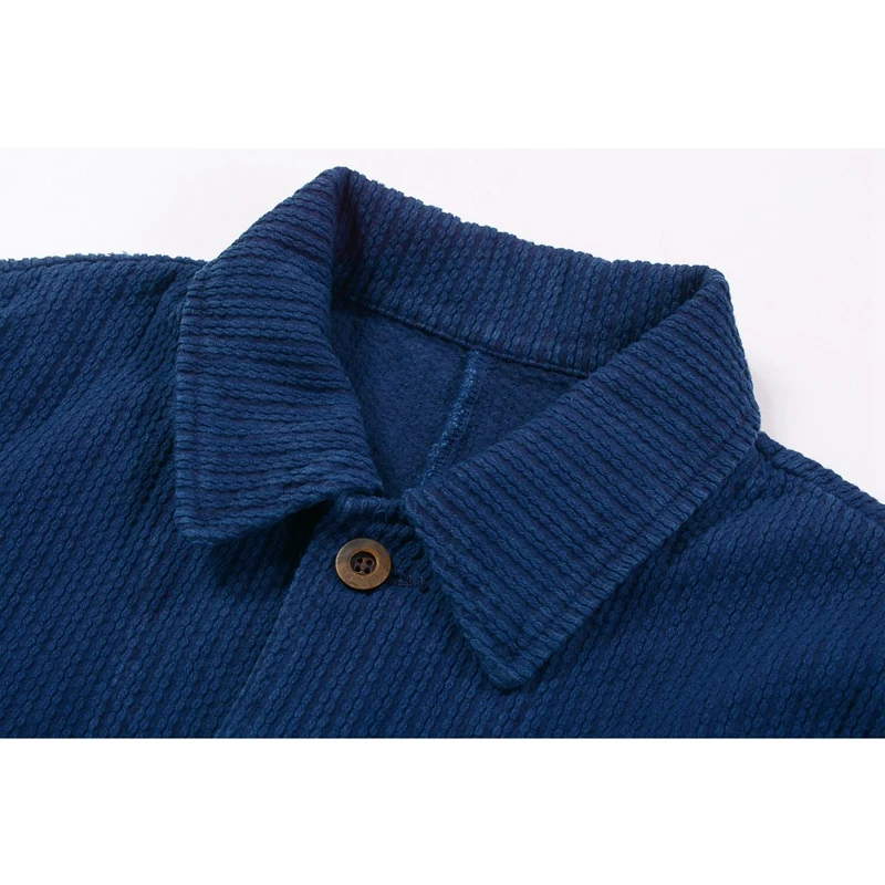 Moda Rastlin Modro Obarvane Jakna Moški francoski Tovora Plašč za enkratno zapenjanje Retro Dolgo sleeved Indigo Jakna s Pocket moška delovna oblačila