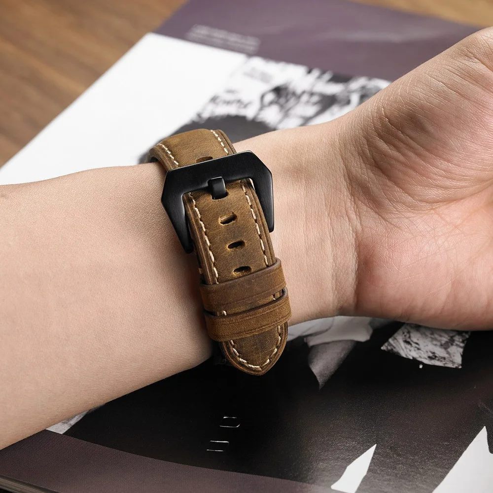 20 mm 22 mm Pravega Usnja Watch Band Za HAUWEI Amazfit Huawei Samsung Galaxy Watch Active2 46mm 42mm Trak Nadomestni Trakovi