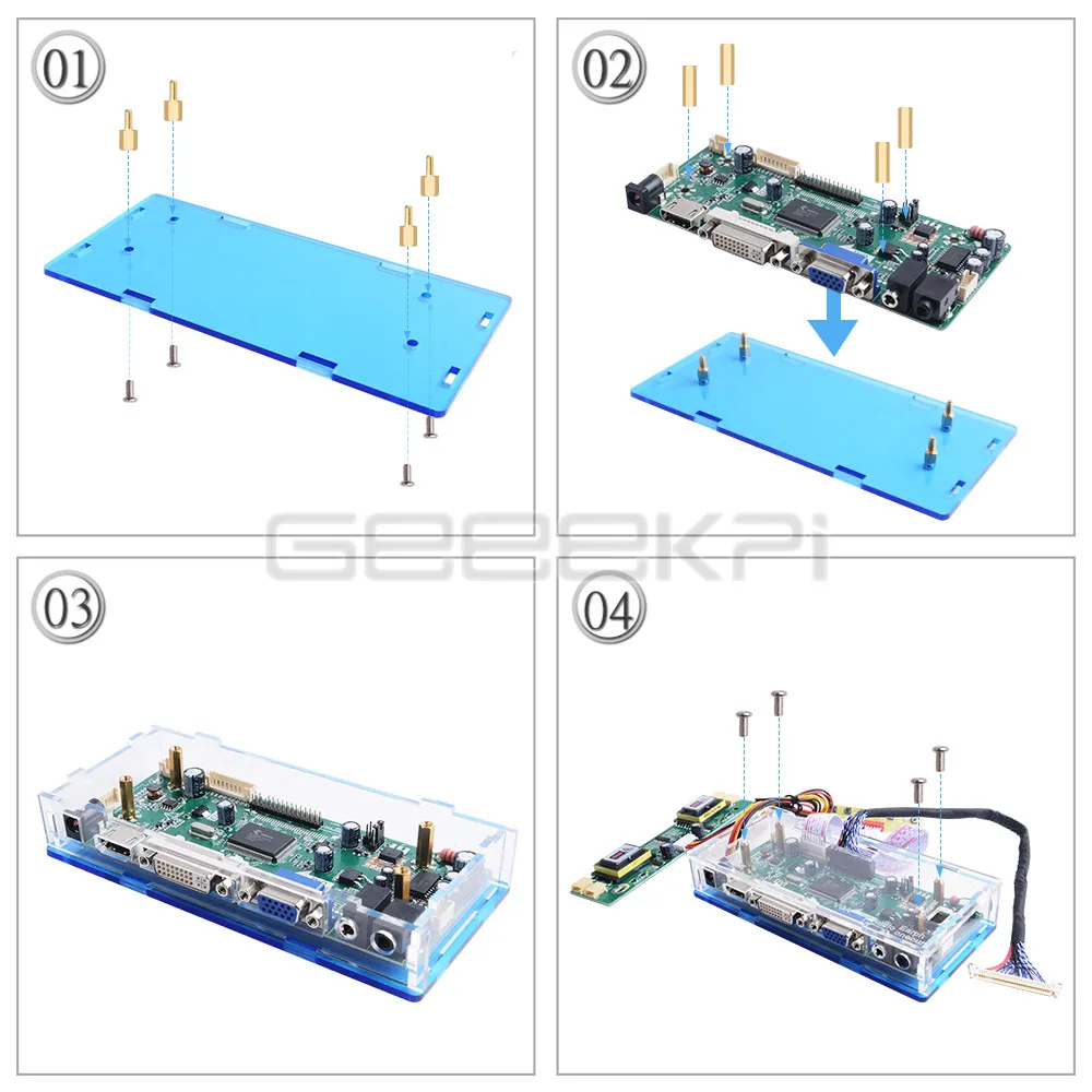 GeeekPi Novo NT68676 Odbor Komplet za LTN154X3-L0D HDMI+DVI+VGA LCD LED zaslon Krmilnik Odbor Voznika In Akril Primeru Kit