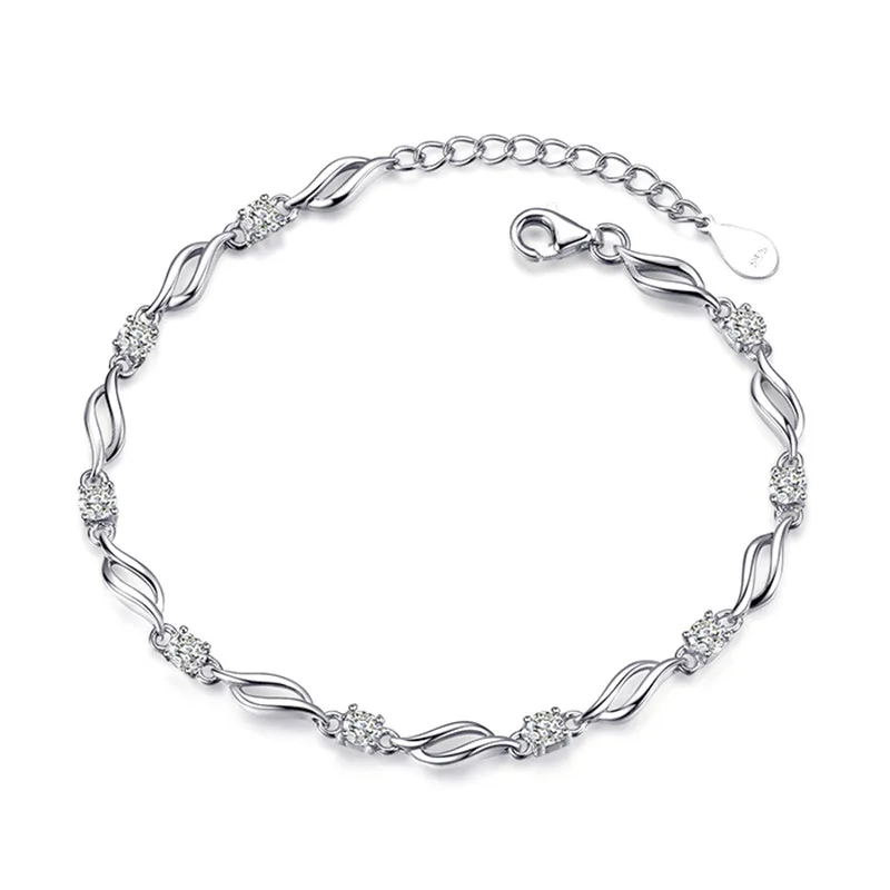 925 sterling silver fashion sijoče kristalno ženske'bracelets nakit za ženske ženski darilo za rojstni dan padec ladijskega prometa