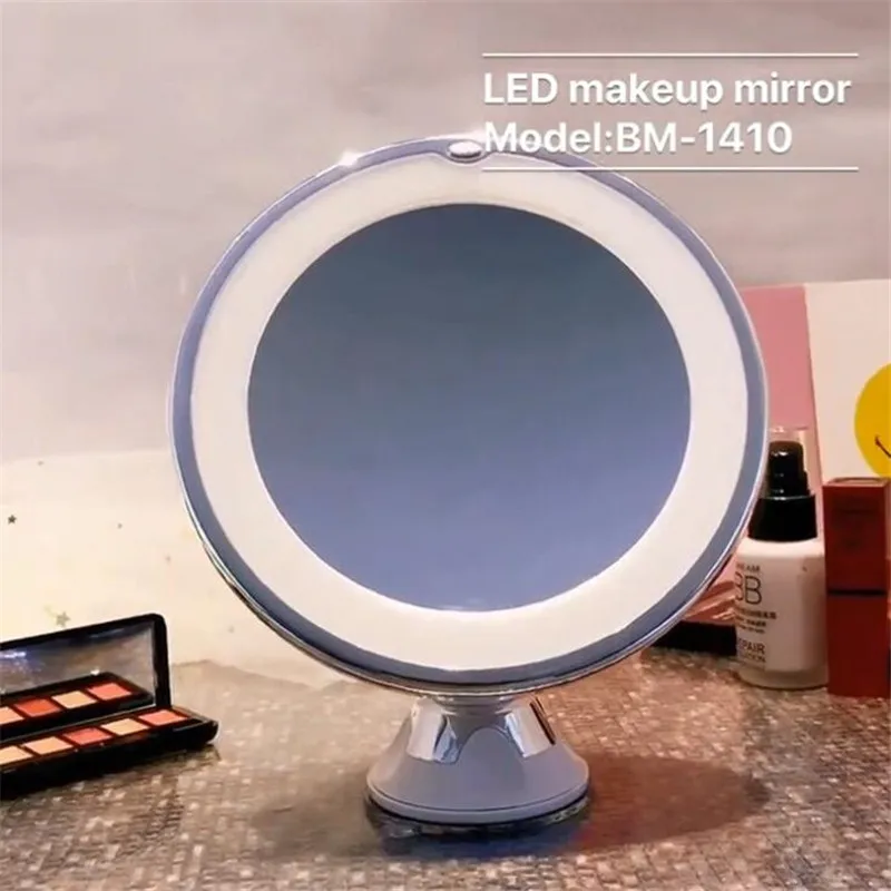Ličila Ogledalo LED Nočna Lučka LED Izpolnite Lučka za 10 Kratno Povečavo Baterije Sesalni Zložljiva Darilo Lampara Kopalnica Dekoracijo