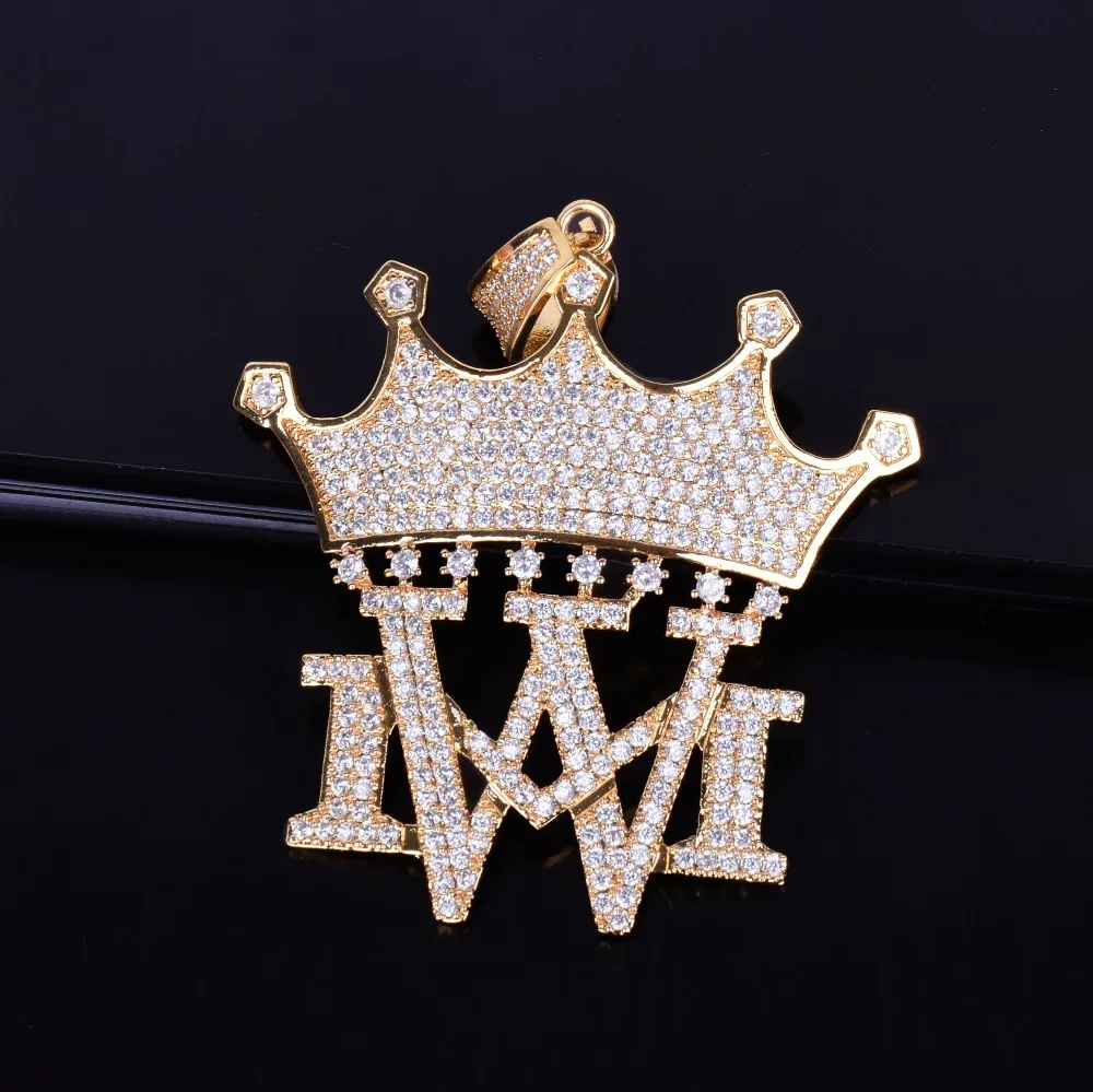 Krono s MW Ogrlice & Obeski S Tenis Verige Zlata Barva Bling Kubičnih Cirkon Moških Hip hop Moški nakit