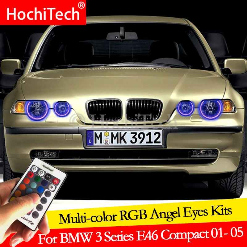 Za BMW Serije 3 E46 Compact 2001 - 2005 dnevnih luči DRL Angel Eyes LED RGB Multi-barvni Smerniki Halo Obroč komplet