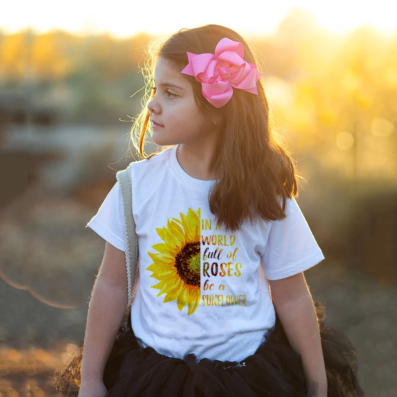 Sončnično Malčka Majica otroška T-Shirt Otroci Tshirts Darilo za Fante, Dekleta Darilo Malčka Majica s kratkimi rokavi Dojenček Priložnostne Srajce Moda Tee