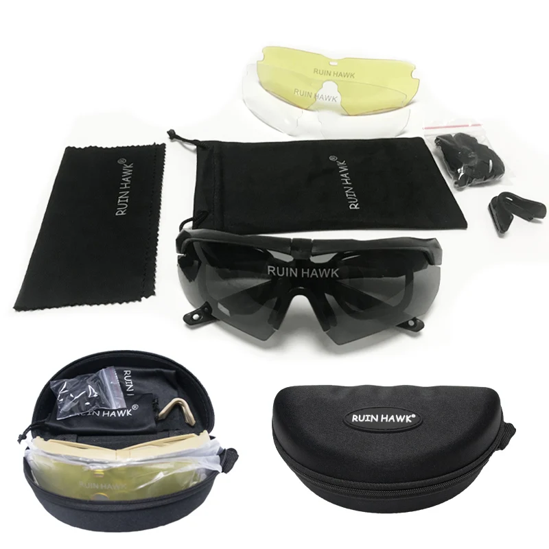 Zunanja Športna Sončna Očala Moških Taktične Vojaške Očala Lov Streljanje Paintball Airsoft Očala 3 Objektiv Kolesarjenje, Pohodništvo Očala