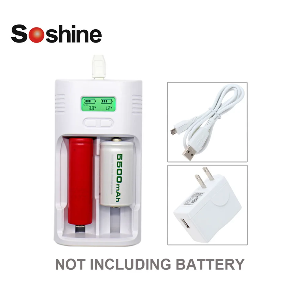 Soshine T2 LCD-Li-ionska baterija za polnjenje Ni-MH LiFePO4 Baterijo, Polnilnik z NAMI Plug za 26650 18650 14500 16340 RCR123 AA AAA Baterije