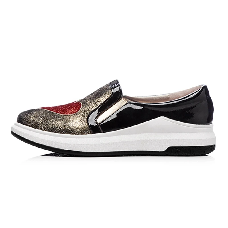 Girseaby Ženski klini čevlji priložnostne loafers platforma za modo žensk črpalke čevlji mozaik klini pete, čevlji bleščice srce B425f