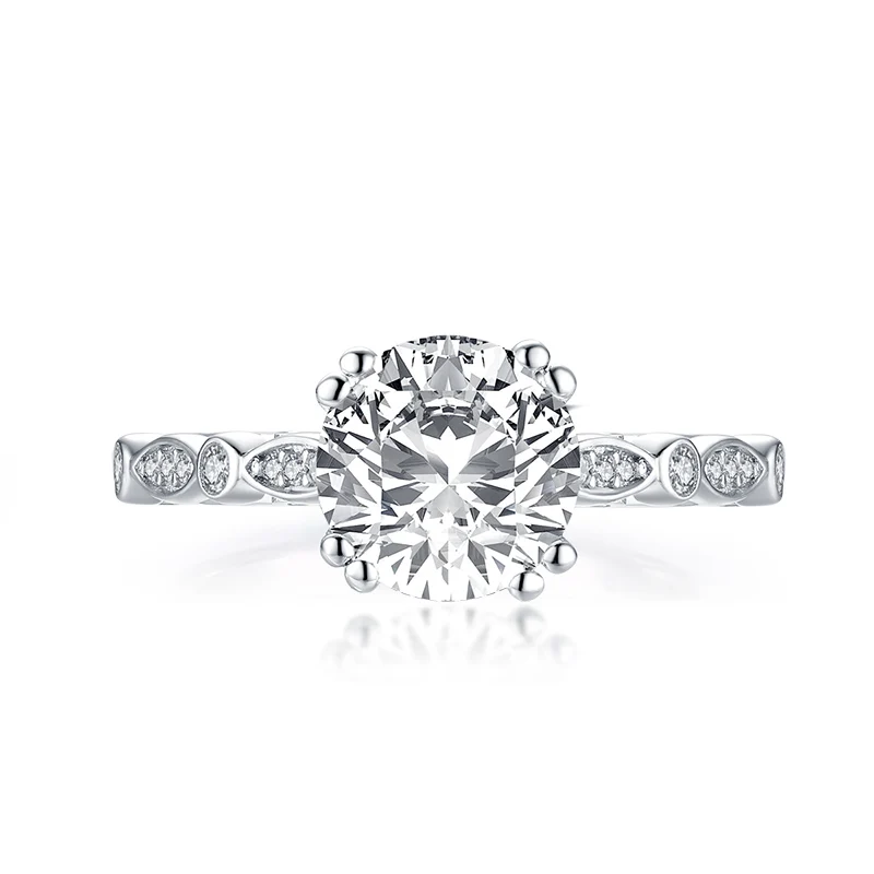 925 Srebro Zaročni Prstan Klasičnih Štiri Vile Krog 2 Karat Sintetični Diamant Prstan Žensk Poročno Darilo