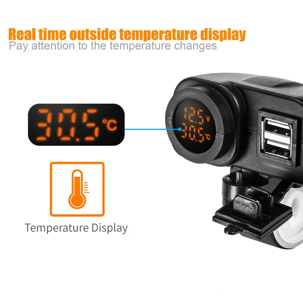 New vroče boutique Večfunkcijsko motorno kolo, motorno kolo Dvojno Polnilnik USB LED Digitalni Napetost Prikaz Termometer