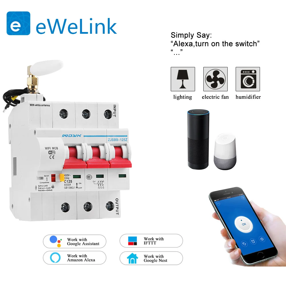 EWelink 3P WiFi daljinsko krmiljenje odklopnika Smart din železniški prehod compatiable z Alexa in google dom za Pametni Dom