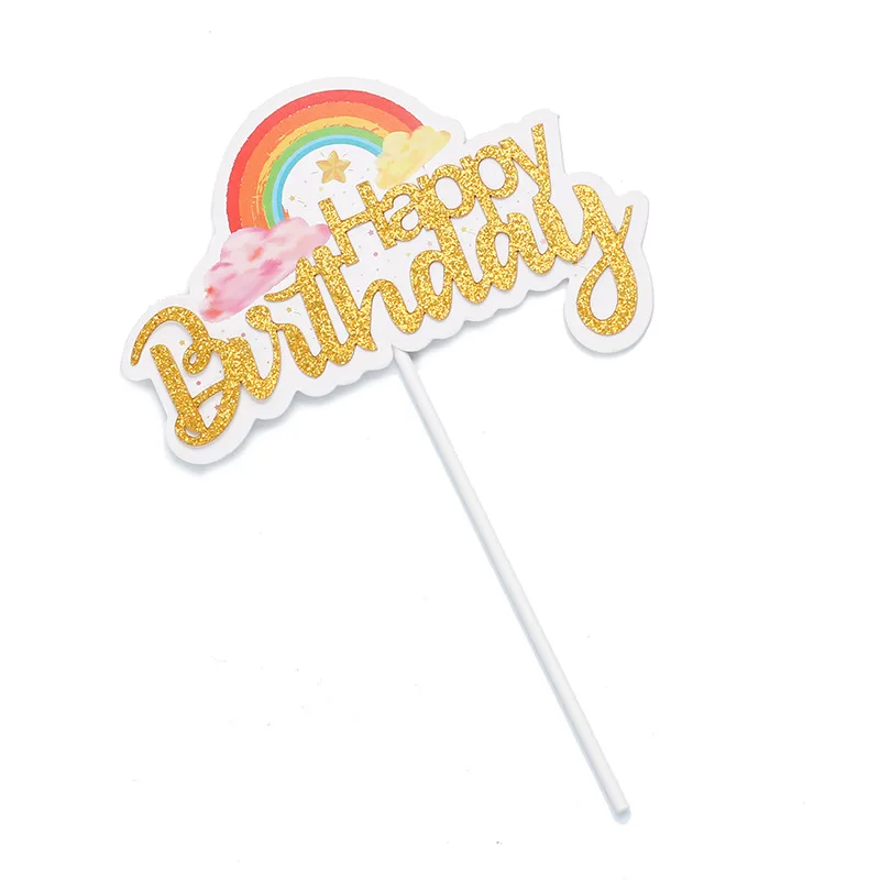 10pcs Bleščice Happy Birthday Cake Pokrivalo Baby Tuš Otrok Rojstni dan Dekoracijo Baloni, Oblaki Mavrica Cupcake Pokrivalo