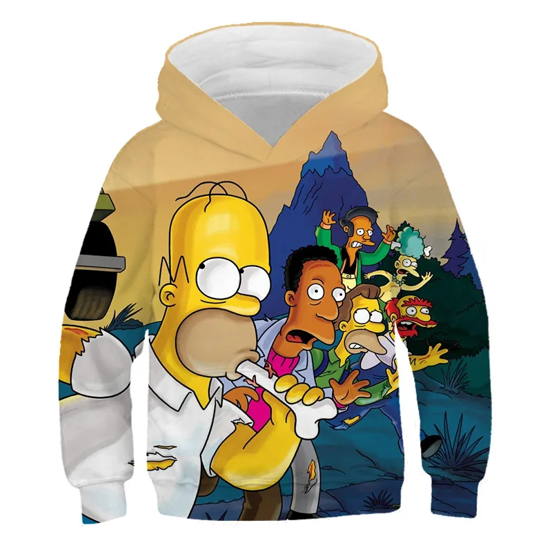 Fantje Dekleta Majica Smešno Risanka Simpson Teen Hoodies 2020 Jesenski Oblačila Dolg Rokav Vrhovi Otroci, vroče prodaje Modnih Oblačil