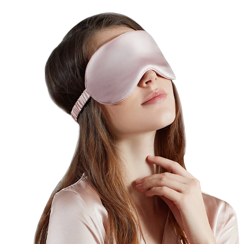 Naravna Svila Spalna Oči Masko dvostranski Roza Črni 3D Pokrov Eyepatch Odtenek Spanja Očala Svetlobe In Dihanje Nasumice