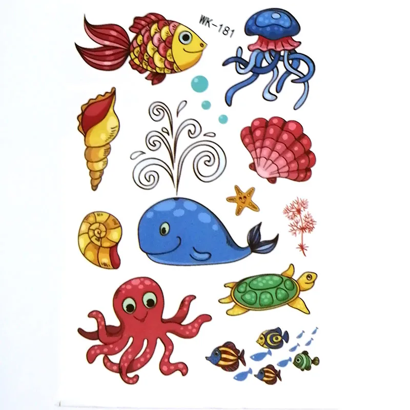 Ponaredek Tetovaže Risanka Morskih Živali Začasni Tattoo Nalepka Otrok Body Art Darilo 30pcs
