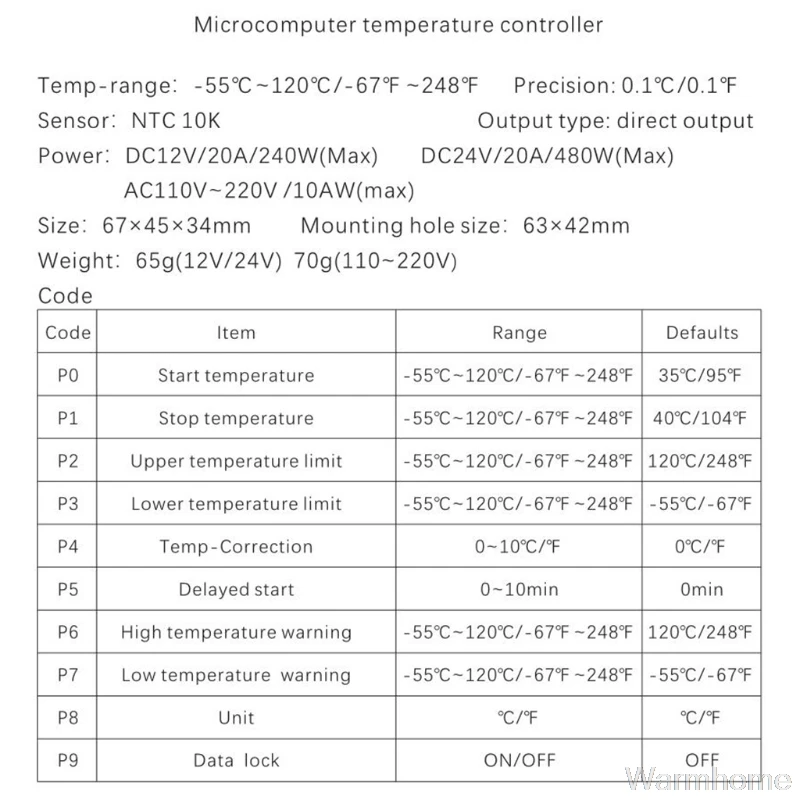 W4209 Digitalni Termostat Temperaturni Regulator Visoka Natančnost Normalno Odprt Ogrevanje, Hlajenje Orodje DC 12V 24V AC 110V 220V S18 20