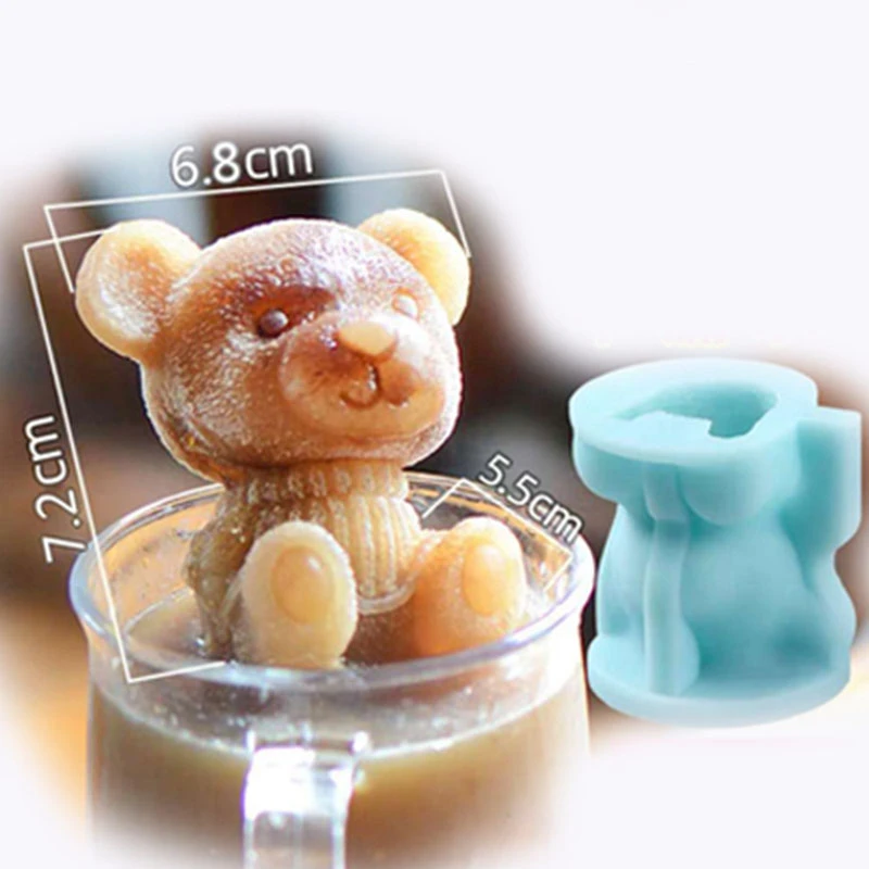 3D medvedek Čokolada Silikonski Kalup Za Torto Epoksi Smolo Plovila, zaradi Česar Nosi Ice Cube Plesni Piti Kavo, Sladoled Dekor