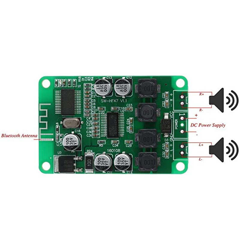 Aokin TPA3110 2x15W Bluetooth Audio Ojačevalnik za 4/6/8/10 Ohm Zvočnik DC 10-25V Dual Channel Bluetooth Ojačevalnik Odbor