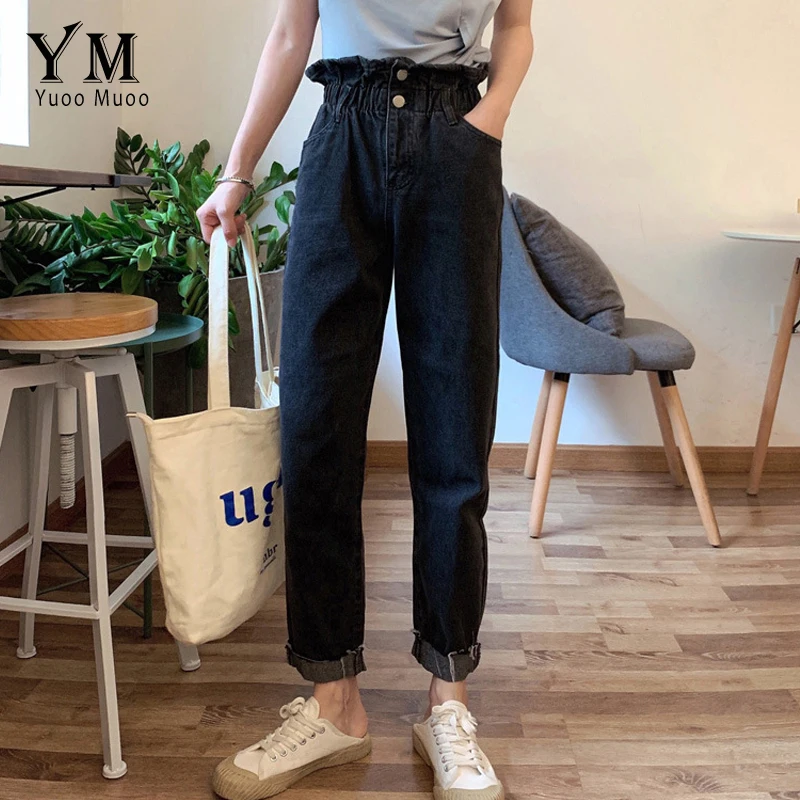 YuooMuoo Visoke Kakovosti Mehko Letnik Fant Jeans za Ženske 2019 Elastična Visoko Pasu Mama Črne Kavbojke Harajuku Dolgo Traper Hlače