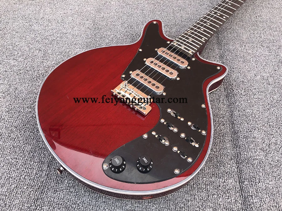 Visoko-kakovostni razred električna kitara, posebno v obliki kitare, 6-string kitare, korejski pribor, breskov cvet jedro lesa, rjave barve, cu