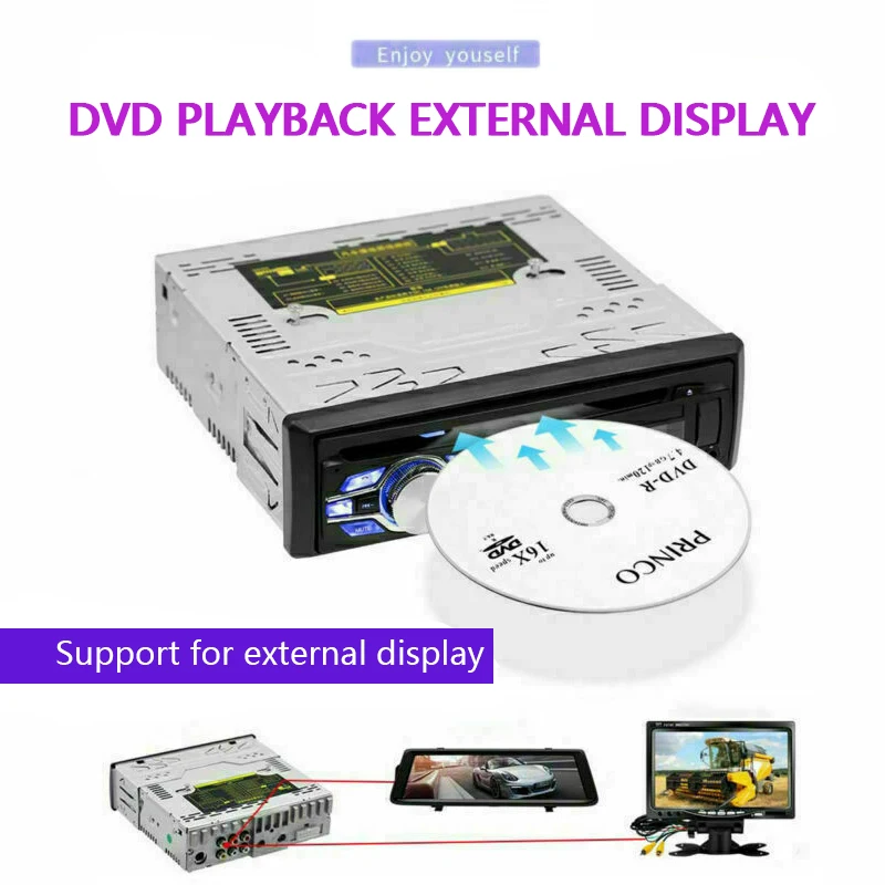 DVD Predvajalnik Samodejno 1 DIN avtoradia za Podporo Bluetooth Hands-free Klic USB, DVD/VCD/CD/MP3 FM Predvajalnik 12V Avdio Radio 5V Polnilnik