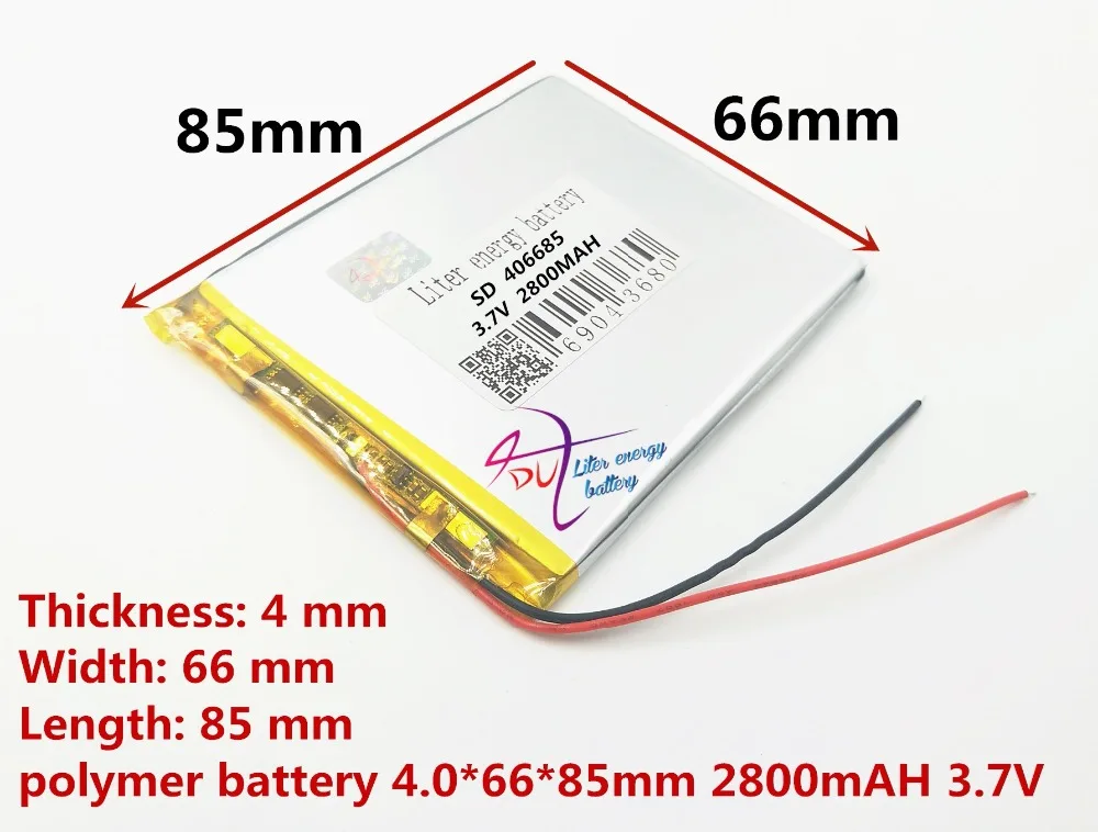 Najboljši baterije znamke Brezplačna dostava nov člen 3,7 V litij-polimer baterija 2800 mah 406685 ma tablet baterije
