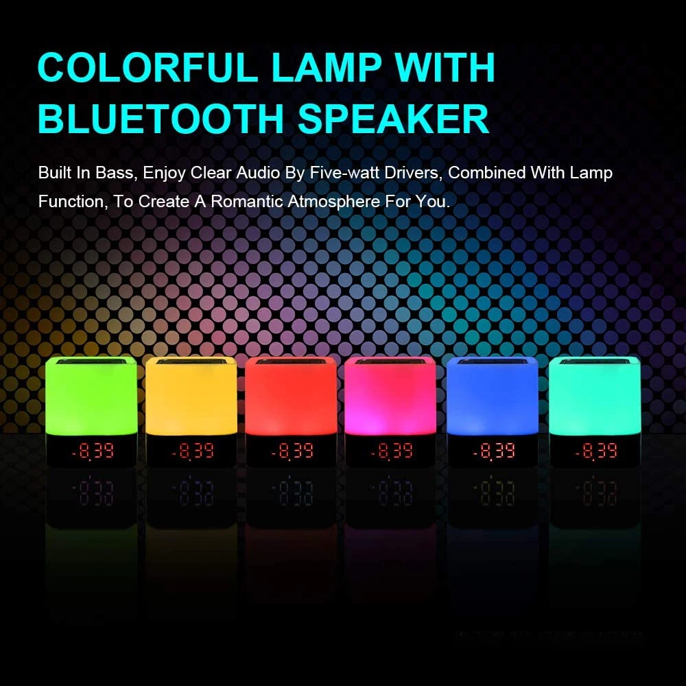 LED Pisane Smart Noč Svetlobe Budilka Bluetooth Zvočnik Touch-Control Postelji Svetilko z Brezžični Bluetooth Zvočnik Lučka