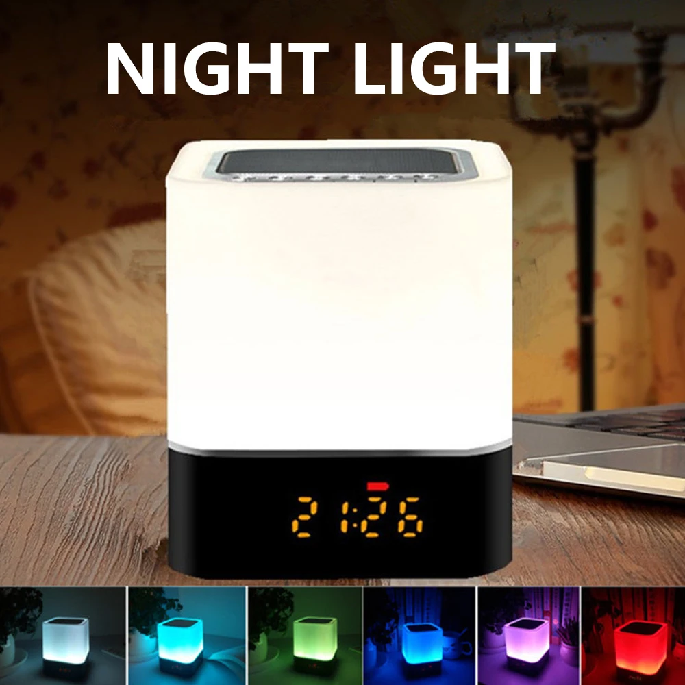 LED Pisane Smart Noč Svetlobe Budilka Bluetooth Zvočnik Touch-Control Postelji Svetilko z Brezžični Bluetooth Zvočnik Lučka