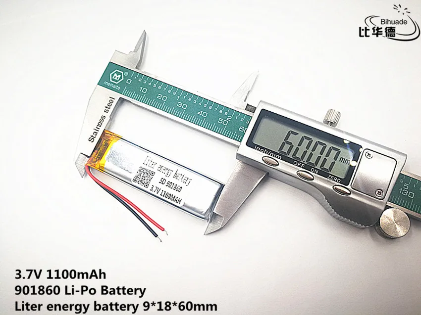 Liter energijo baterije Dobro Qulity 3,7 V,1100mAH,901860 Polimer litij-ionska / Litij-ionska baterija za IGRAČE,MOČ BANKE,GPS,mp3,mp4