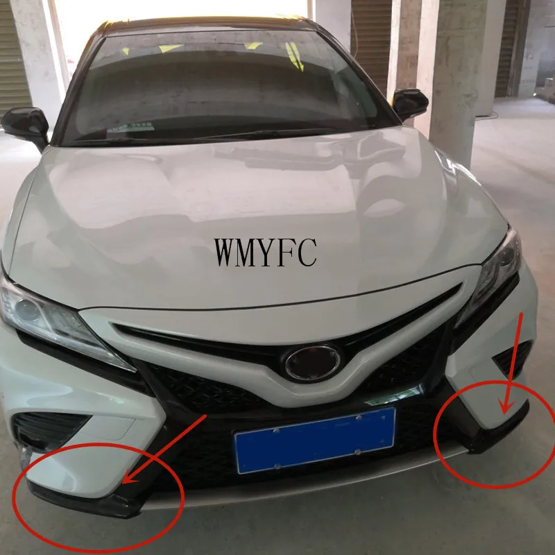 2PCS Avto Ogljikovih Vlaken Teksturo Sprednji Odbijač za Ustnice Kotu Zajema Trim Nalepke, ABS, Primerni za Toyota Camry 2018 2019 2020