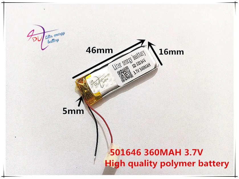 3,7 V 360mAh 501646 Litij-Polymer Li-Po baterija li ionska Baterija za Polnjenje celic Za Mp3, MP4 MP5 GPS mobilni bluetooth