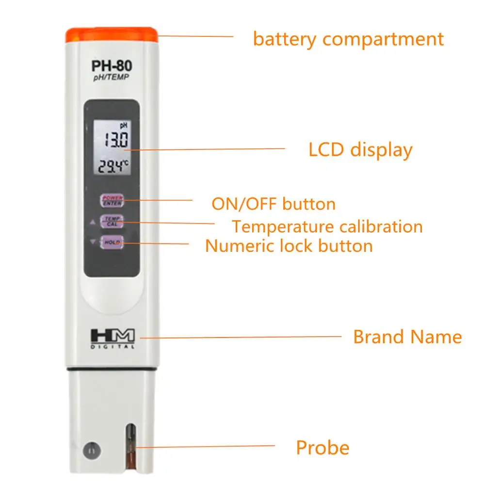 HM Digitalni PH-80 pH Meter Kakovosti Vode Tester za Testiranje Aplikacije Hydroponics Bazen Akvarijih Pitne vode 40%popusta