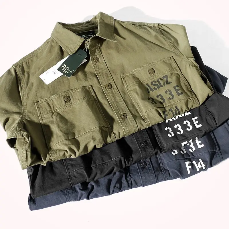 2020 Vroče Moške Srajce Moda Svoboden Dolg Rokav Priložnostne Bombaž, Single-zapenjanje Rokavi Velikosti moška Oblačila Črne Vojske Zelena