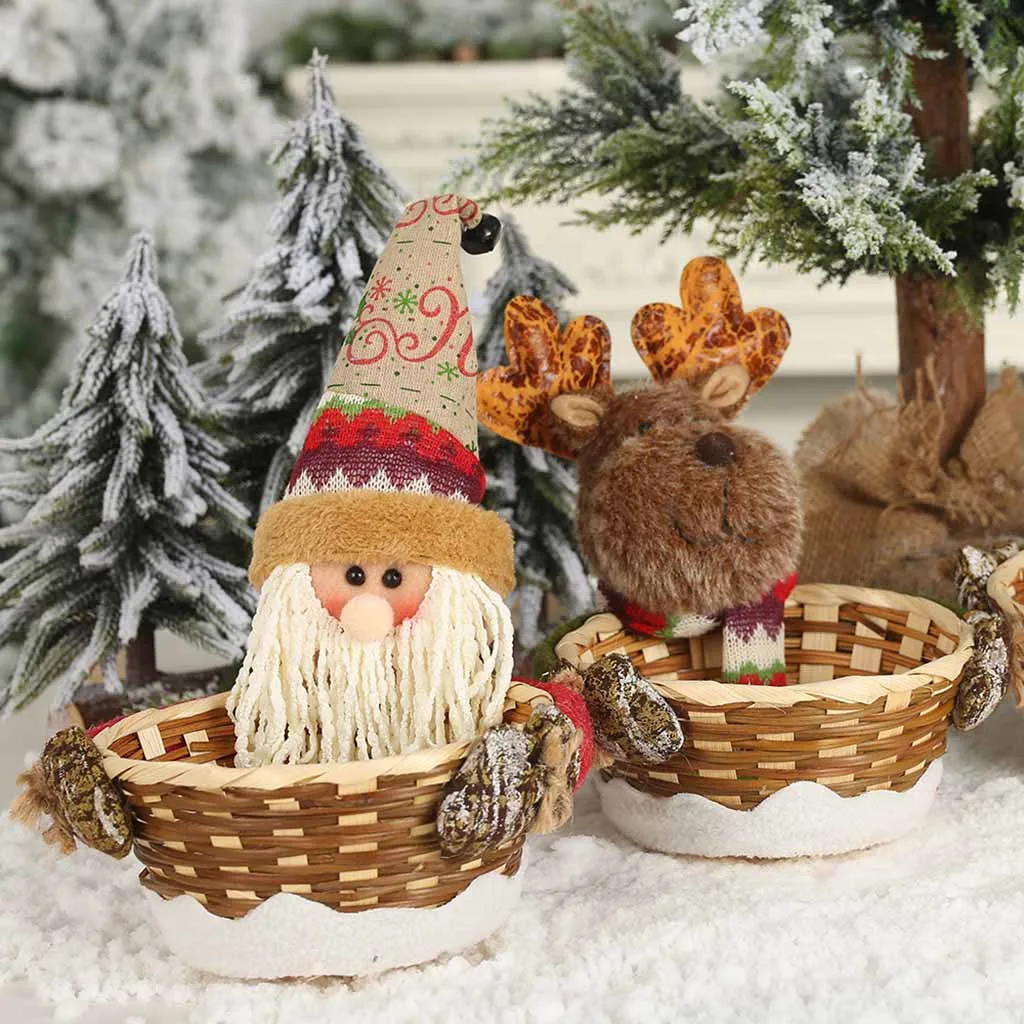 Vesel Božič Sladkarije Shranjevanje Košarico Dekoracija Božiček Snežaka Shranjevanje Košarico Božični Okraski Za Dom, Organizator Doma