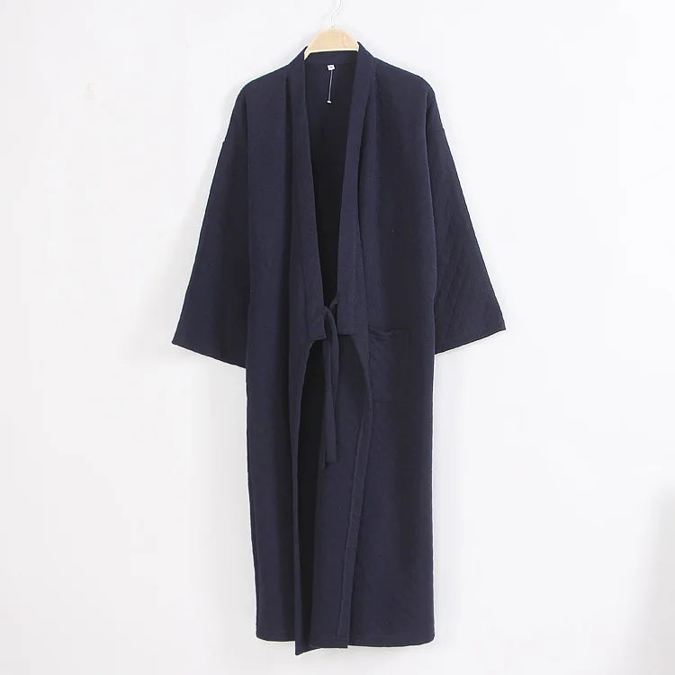 Jeseni, Pozimi Moški Kimono Plašč Obleke Yukata Mehko Bombažno kopalni plašč Sleepwear Priložnostne Trdna More Japonski slog Dolgo Cardigan